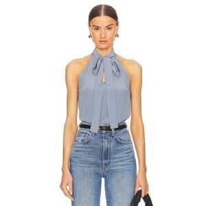 Nili Lotan Zelie Halterneck Top in Vintage Blue 00